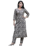 Gosriki Women'S Rayon Blend Straight Printed Kurta With Pant (Yansh Black-Gs_L_Black_Large),Black,,B0DCK9LG64