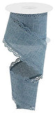 Scalloped Edge Ribbon on Canvas, 10 Yards (Faded Denim, 2.5 Inch)