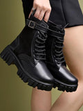 Shoetopia Smart Casual Side Buckle Detailed Black Boots For Women & Girls /Eu36,Black,3,B0DM667JBG