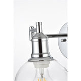 Living District Davian 1-Light Metal/Glass Swing Arm Wall Sconce In Chrome/Clear