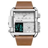 Feice Wathes For Men Analog White Dial Men'S Watch Led Quartz Wristwatch Business MenS Watch Multifunction Square Chronograph 24