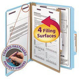 Smead 13730 Pressboard Classification Folders Letter FourSection Blue 10/Box