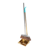 ABOOFAN Stainless Steel Broom and Dustpan Set Gold Floor Cleaning Kit with Ergonomic Long Handle Lightweight Sweeping Tool for I