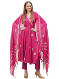 Anni Designer Women'S Rayon Blend Anarkali Printed Kurta With Pant & Dupatta (Berlin Pink-Vks02_Xl_Pink_X-Large),Pink,XL