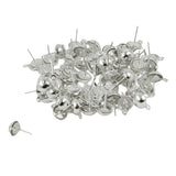 ATORSE 2x100 Pieces Half Round Earrings Blanks Base Cabochon Settings Findings Silver