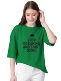 Kotty Women'S Cotton Blend Printed Oversized T-Shirts,Forest GreenApparel,XL