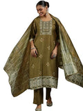 Libas Women'S Silk Blend Kurta Set (49231_Brown