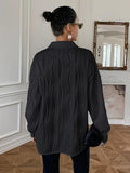 Leriya Fashion Oversized Shirt For Women | Shirt For Women Stylish Western | Long Shirt For Women (X-Large, Black)