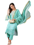 Gosriki Women'S Cotton Blend Straight Embroidered Kurta With Pant & Dupatta (Vally See Green-Gs_Xxl_See Green_Xx-Large),See Green,2,B0D5VK142T