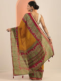 Libas Womens Printed Cotton Blend Saree With Blouse Piece Mustard Onesize
