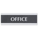 Headline Sign Century Series Office Sign, OFFICE, 9 x 3, Black/Silver USS4762