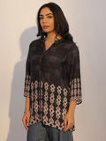 Libas Women'S Silk Blend Regular Tunic Shirt (98199 Black Black L