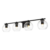 Living District Juelz 4-Light Iron & Glass Bath Sconce In Black/Clear