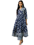 Libas Blue Pure Cotton Printed Kurta Sets For Women
