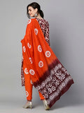 Anni Designer Women'S Cotton Blend Printed Straight Kurta With Pant & Dupatta (Karka Op-Wine_S_Wine_Small),Wine,S,Cotton Blend,Regular,Kurta, Pant & Dupatta