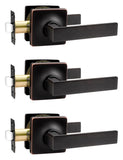 Mengico 3 Pack Interior Passage Door Lever,Oil Rubbed Bronze Left or Right Handing for Closet and Hallway Doors,Square Heavy Dut
