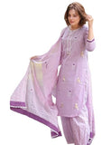 Gosriki Women'S Rayon Blend Straight Hand Block Printed Kurta With Pant & Dupatta (Ragsri Purple-Vks01-Gs_Xl_Purple_X-Large),Purple,,B0F26QXGCX