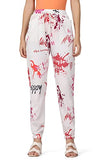 Leriya Fashion Women'S Casual Wide Leg High Waisted Button Down Straight Long Trousers Pants (White & Red_Xl)