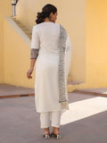 Anni Designer Women'S Rayon Blend Embroidered Straight Kurta With Pant & Dupatta (Trp-Off-White-Nbh_L_White_Large),White,L,Rayon Blend,Regular,Dupatta