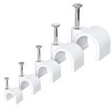 Jadaol Wide Design Cable Clips with Nails, 250 Pack Cord Wire Clips (4mm 5mm 6mm 8mm 10mm), Nail-in Round Cable Tacks for Ethern