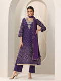 Libas Women'S Cotton Kurta Sets (99132O_Purple_M)