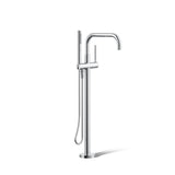 KOHLER Purist floor-mount bath filler with included handshower, polished chrome, tub filler, bath filler, multifunction handshow
