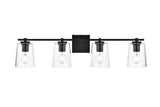 Living District Kacey 4-Light Iron & Glass Bath Sconce In Black/Clear