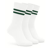 Sir Johnson Dps School Socks For Boys & Girls All Ages (Pack Of 3) | White Socks With Green Stripes | Premium Cotton Lycra Stret