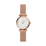 Fossil Womens Carlie Mini Quartz Stainless Steel Mesh ThreeHand Watch, Color: Rose Gold (Model: ES4433)