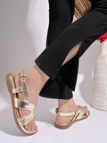 Shoetopia Women'S Snd-190 Flat Sandal-5 Kids Uk (Snd-190-Golden)-Eu38,Gold,5,B0D2RM27PJ