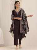 Libas Women'S Pure Cotton Yoke Design Kurta Sets (49122_Brown_L)