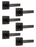 Mengico 6 Pack Square Dummy Door Handle Set,Oil Rubbed Bronze Door Handle for Closets and French Doors,Interior Door Knobs Rever