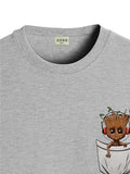 ADRO Tshirt for Men | Anime T Shirt for Men | 100% Cotton Tshirt | Graphic Printed T-Shirt | Chest Printed Tshirt | Groot Anime Tshirt | T-Shirts| RN24-STICK-PCGRO-GR-XL Grey,Grey