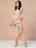 Anni Designer Women'S Cotton Blend Straight Printed Kurta With Pant (Yaka Cream_S_Cream_Small),Cream,S,Cotton Blend,Regular,