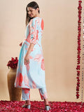 Anni Designer Women'S Rayon Blend Anarkali Printed Kurta With Pant (Santra Orange-Vks05_Xxl_Orange_Xx-Large),Orange,2XL,Rayon Blend,Anarkali,