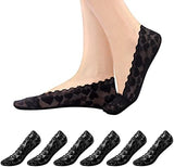 Wklouyhe Women No Show Socks 3 Pairs Non Slip Lace Invisible Socks, Lace Socks_Pack Of 03(Black)