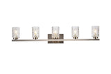 Elegant Lighting Living District Cassie 5 Lights Bath Sconce In Satin Nickel With Clear Shade