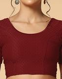 Toplot Cotton Blend Lycra Stretchable Readymade Blouses Pack Of 2 (Combo-5058-Blk-Mrn-44) Black-Maroon,Black-Maroon,44,B0CV58918K