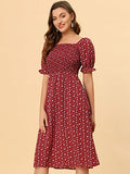 Toplot Dresses For Women Knee Length With Floral Print(Dress-5107-Maroon-Xl),Maroon,,B0C4DG4RTD