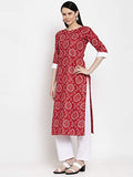 Gosriki Women'S Red Pure Cotton Straight Kurta With Plazzo (Zoe Red_L),Red,,B08KDZXVZH