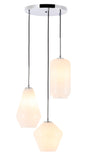 Elegant Lighting Living District Indoor Modern Home Decorative Bright Ceiling Gene 3 Light Chrome And Frosted White Glass Pendan