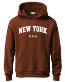 ADRO Hoodie for Men 320 GSM Soft Cotton Hoodies Long Lasting Prints New York Hoodie for Winter | Mens Hoodies | Sweatshirt for Men|H24-NEW-BR-S,Downtown Brown