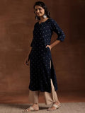 Libas Women'S Cotton Ethnic Motifs Straight Kurta (29182O Blue Blue M