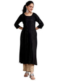 Libas Women'S Viscose Rayon Embellished Straight Kurta (29239O0R Black