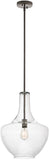 Kichler Everly 19.75 Kitchen Bell Pendant in Olde Bronze, 1-Light Clear Glass Pendant Light, (19.75 H x 13.75 W), 42046OZ