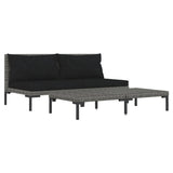 Vidaxl Patio Sofa With Cushions Versatile Outdoor Seating Half-Round Poly Rattan Material Weather-Resistant Easy Assembly Dark Gray And Black -Like New