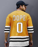 Eyebogler Oversized Loose Baggy Fit Drop Shooulder Half Sleeves Cotton Blend Printed T-Shirt For Men,Light Musturd WhiteApparel,L