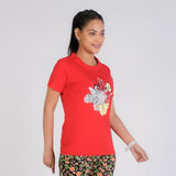 Rupa Colors Playsure Printed Cotton Blended Round Neck Women'S T-Shirt Short-Sleeve Pack Of 1,RedApparel,XL