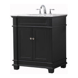 Elegant Decor Wesley 30 Solid Wood Steel Single Bathroom Vanity Set In Black