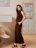 Anni Designer Women'S Rayon Viscose Short Solid Waist-Coat With Trouser Set (Fazluna Brown_S_Brown_Small),Brown,S,Rayon,Regular,